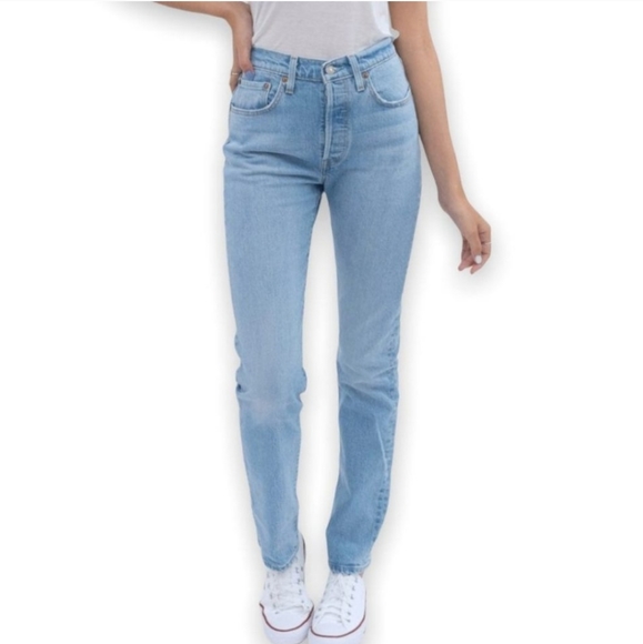 Levi's 501 Straight High Rise Blue Jeans - Picture 4 of 13